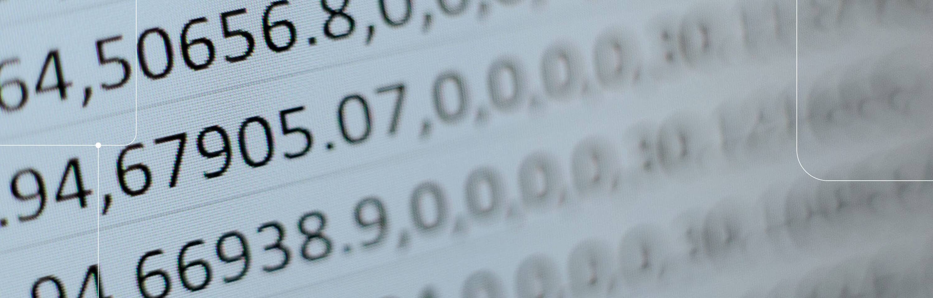 Close up of various numbers on a screen