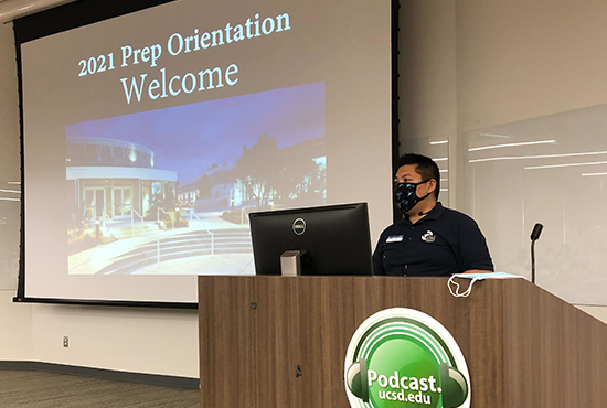 GPS staff member welcomes students on the first day of Prep Program