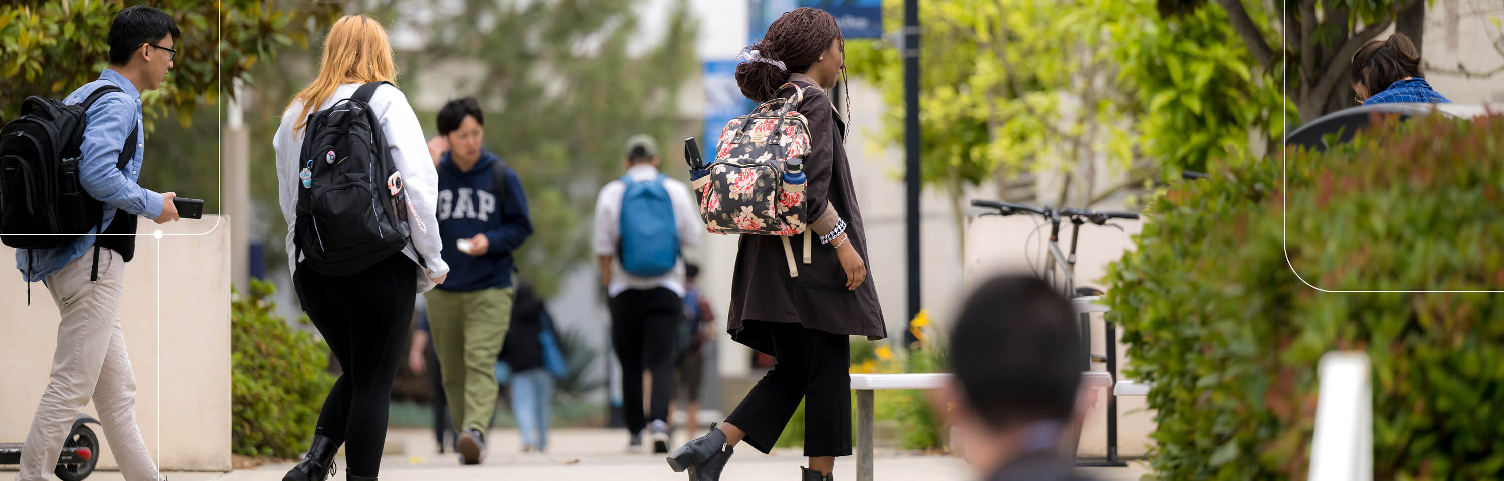 Students walking around GPS' campus